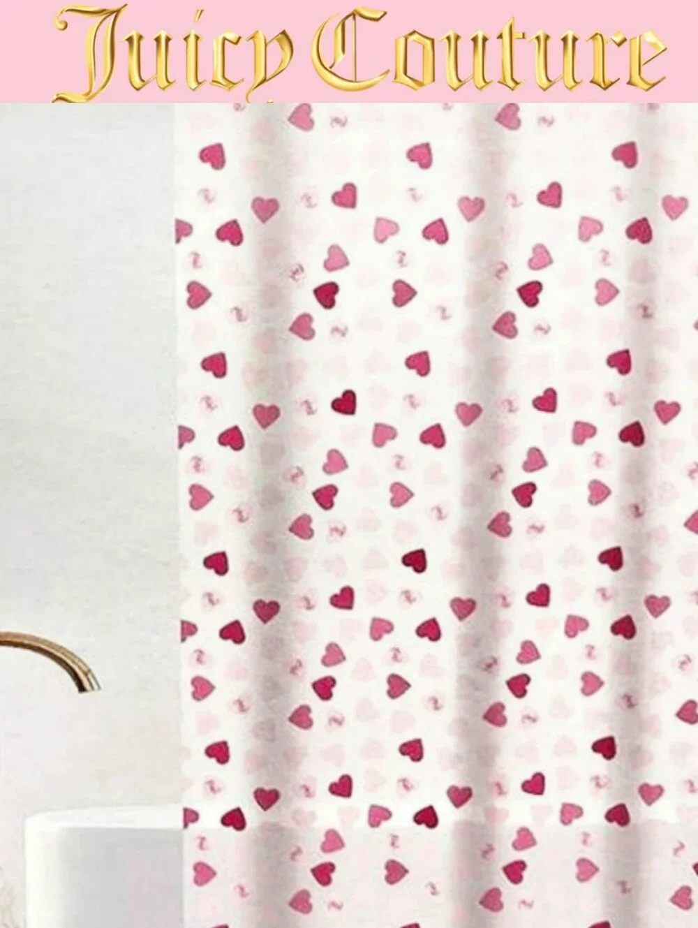 Juicy Couture Home JC Logo Heart Shower Curtain